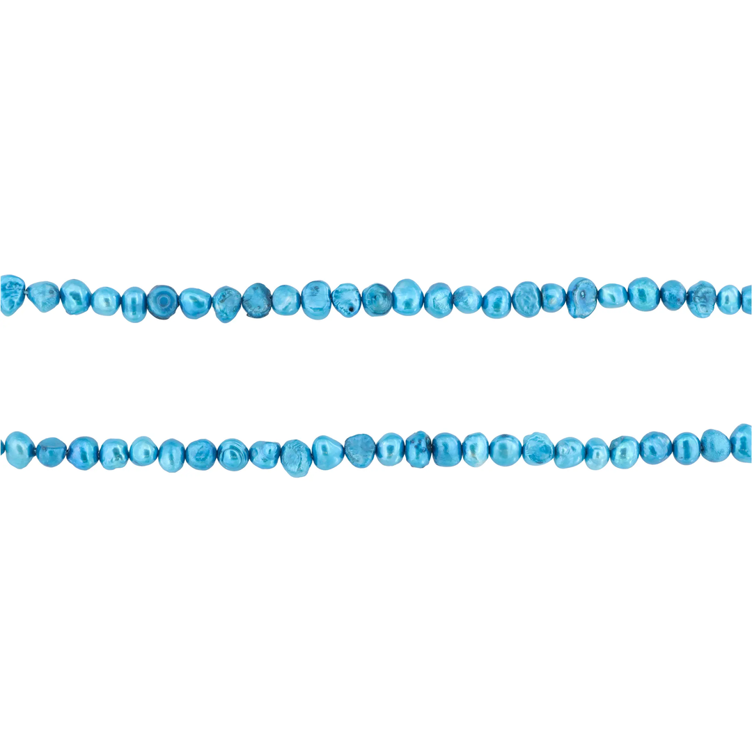 Ferskvandsperler, string, turkis barok indfarvet, 37 cm/6 x 6,5 mm BOC