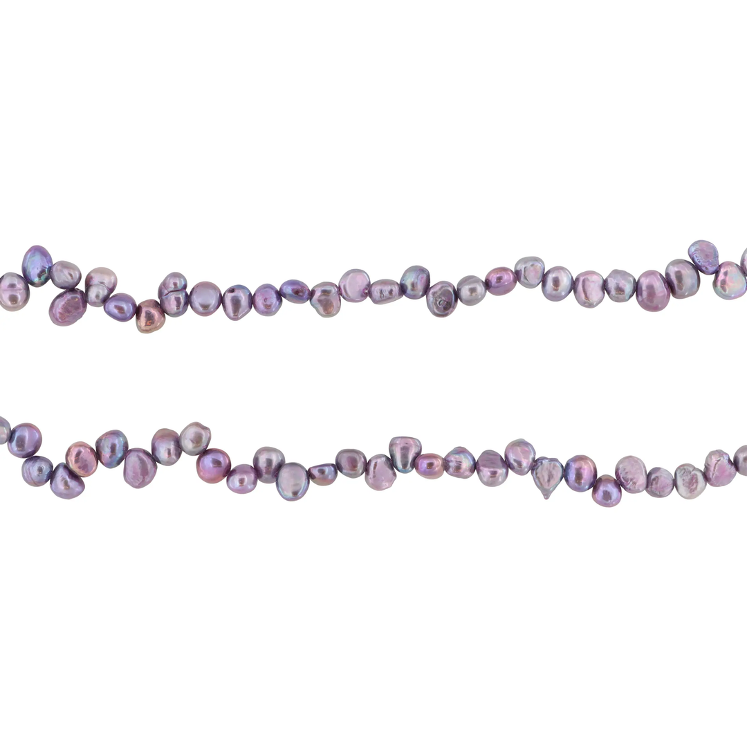 Ferskvandsperler, string, lilla barok indfarvet , 38 cm/6 x 7 mm BOC