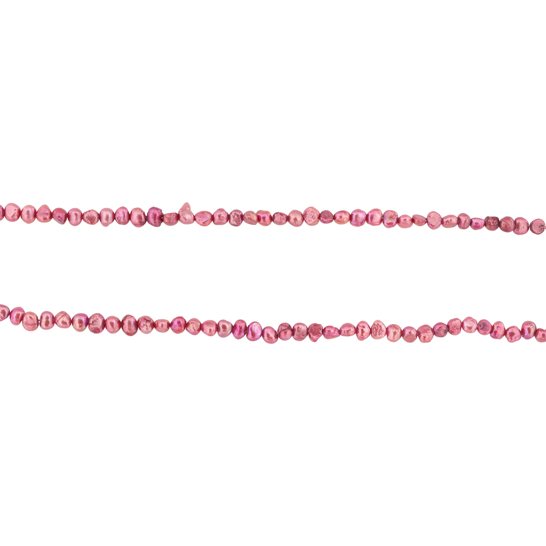 Ferskvandsperler, string, rosa barok indfarvet, 37 cm/4 x 5 mm BOC