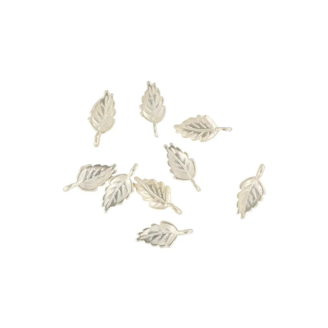 Vedhæng, blad, forsølvet messing, 23x11 mm 