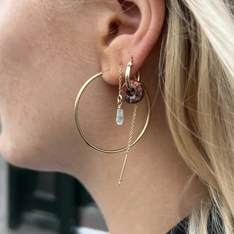 Øreringe, hoops, 40 mm, sterlingsølv og forgyldt sterlingsølv BLT