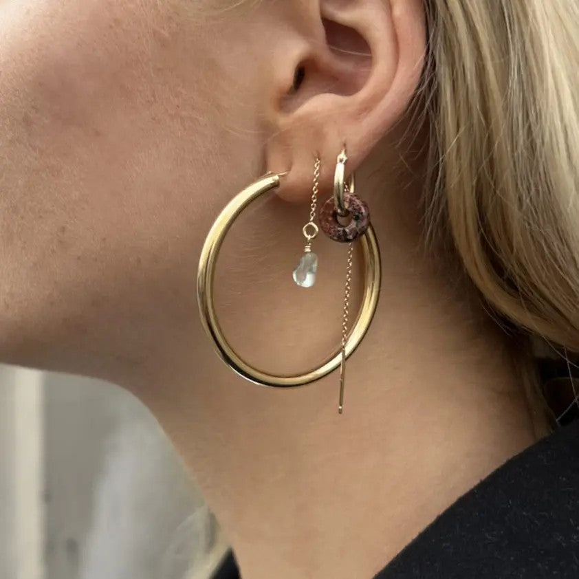 Øreringe, hoops, 50 mm, forgyldt og sterlingsølv BLT