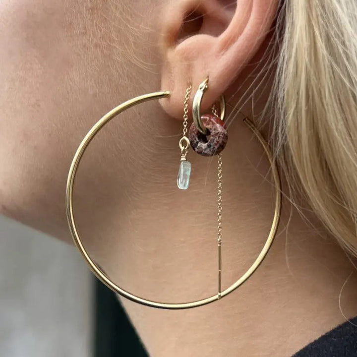 Øreringe, hoops, 60mm, sterlingsølv og forgyldt sterlingsølv BLT