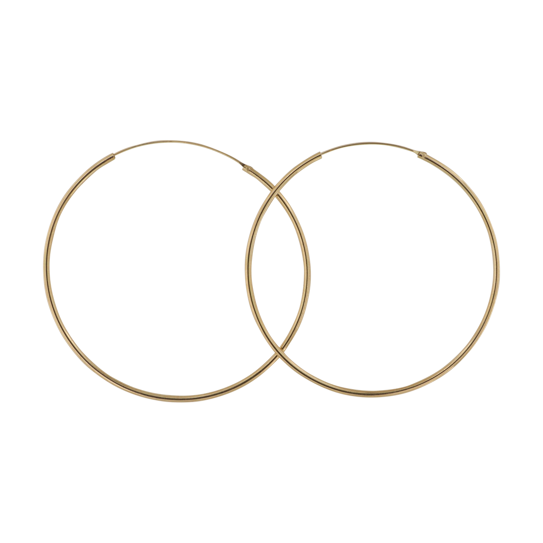 Øreringe, hoops, 70 mm, sterlingsølv og forgyldt sterlingsølv BLT