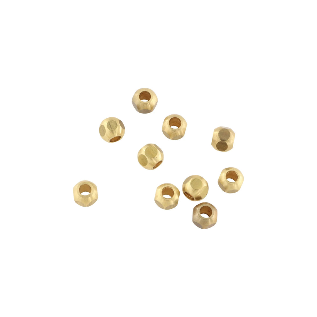 Metalperler, rund facet, forgyldt messing, 6x5 mm. storkøb BOC