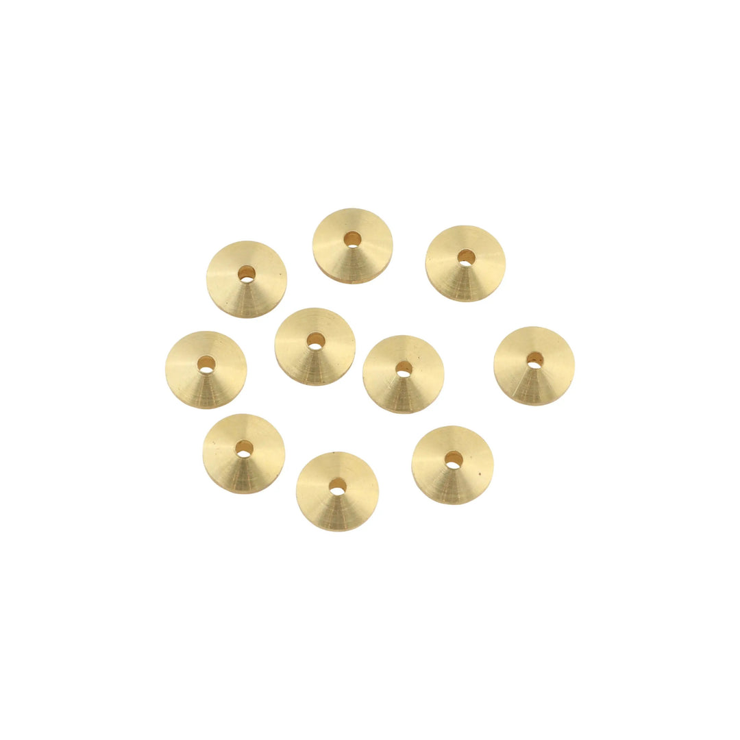 Metalperler, rund flad, forgyldt messing, 8x3 mm, 10-500stk BOC