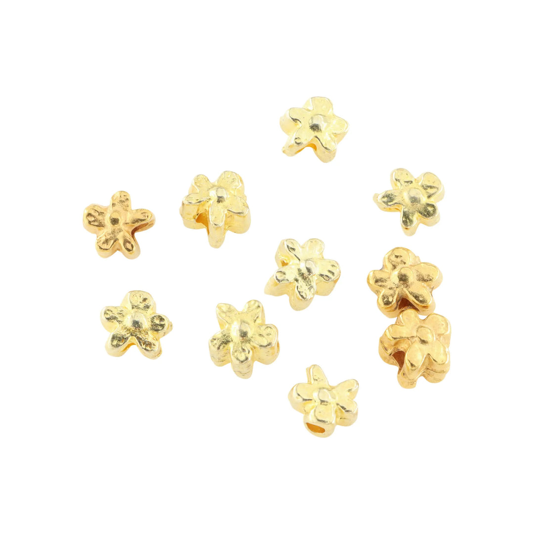 Metalperler, forglemmigej, forgyldt messing, 8x6 mm. storkøb BOC