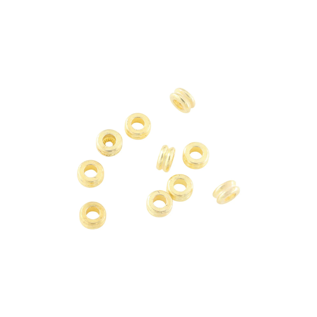 Metalperler, hjul, forgyldt messing, 6x3mm. storkøb BOC