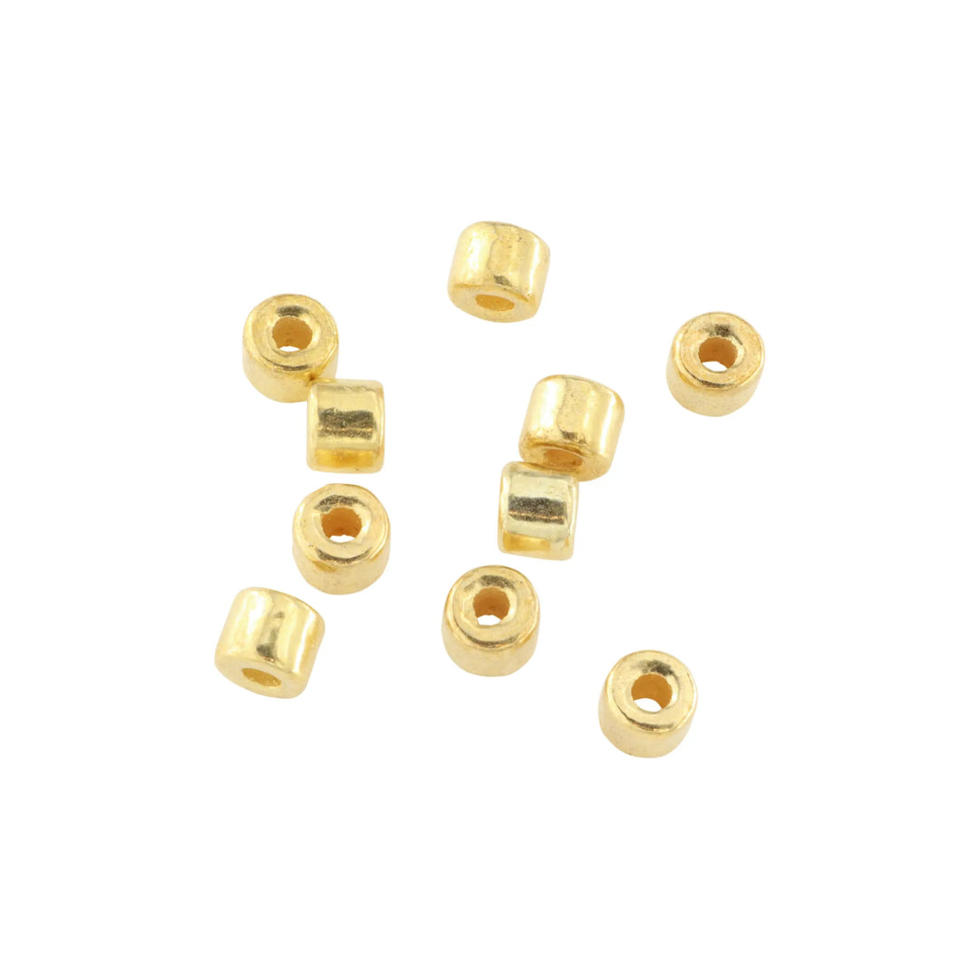 Metalperler, chunky cylinder, forgyldt messing, 8x7mm. storkøb BOC