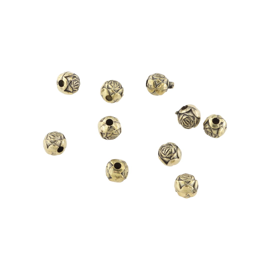 Metalperler, rund rose, forgyldt messing, 6mm. storkøb BOC