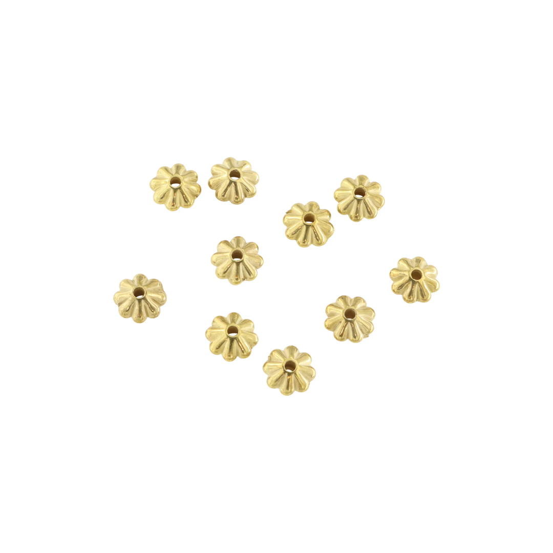 Metalperler, filigran disk, forgyldt plastik, 6x3mm. storkøb BOC