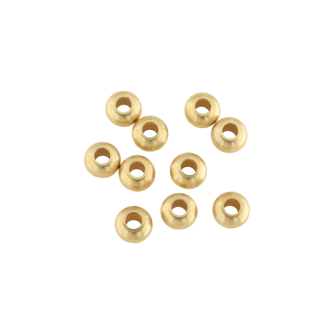 Metalperler, rund, forgyldt messing, 10x6 mm. 10-500stk BOC