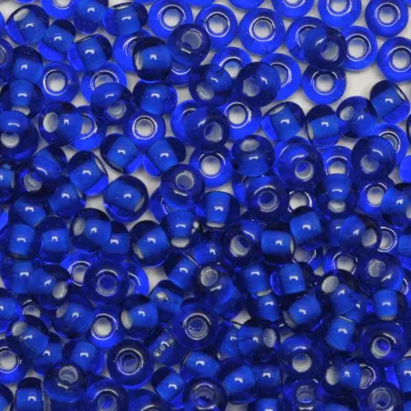 Blå glasperler, preciosa, whitelined dark sapphire, storkøb Preciosa