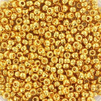 Guld glasperler, miyuki rocailles seed beads, str. 8/0 24 kt gold plated, Krea