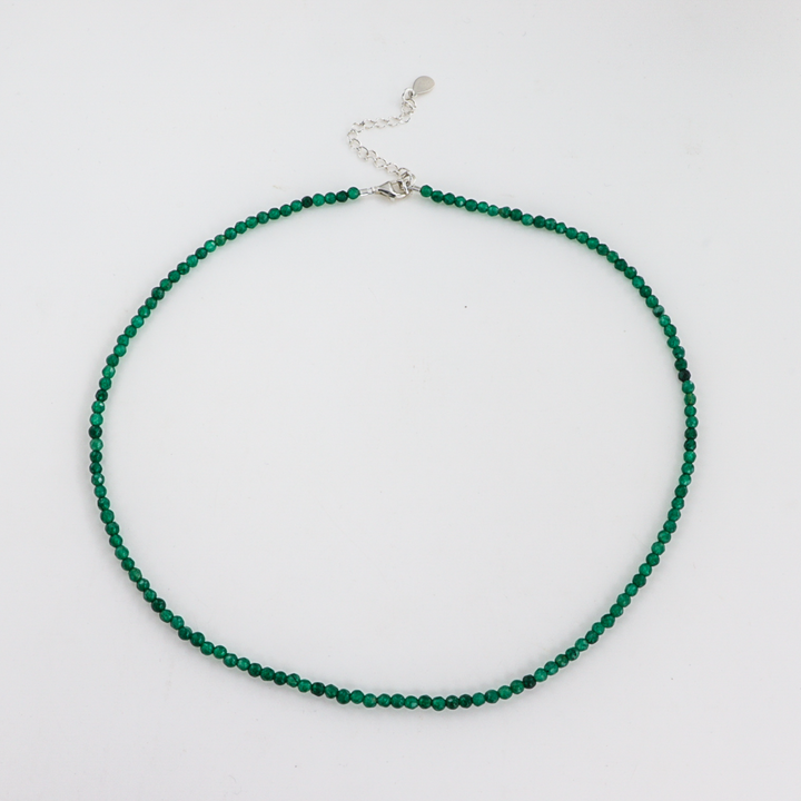 Halskæde, grøn kvarts, sterlingsølv/forgyldt sølv, 40-45 cm BOC