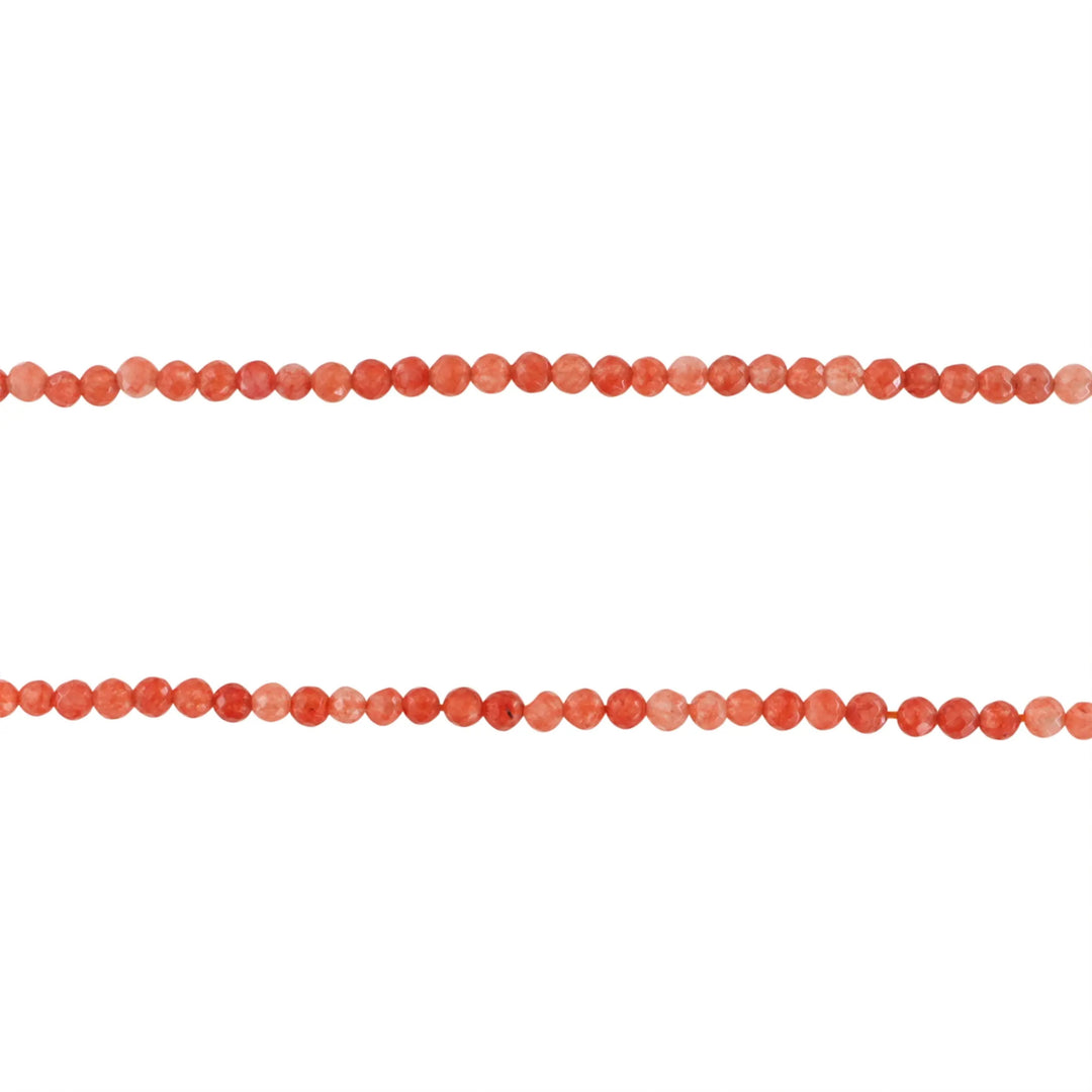 Smykkestensperler, string, karneol, rund facet - 37cm, ca. 110 stk JCentre