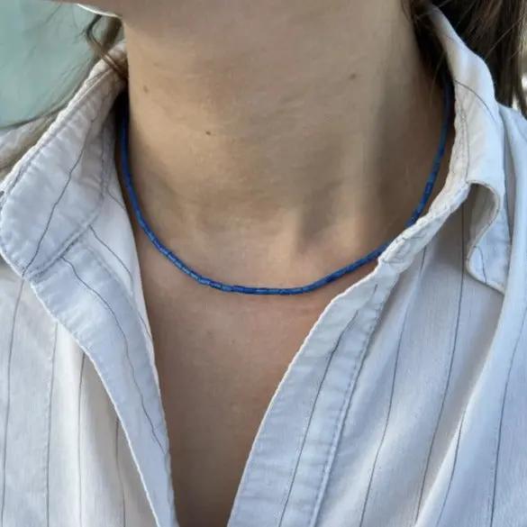 Halskæde, smykkesten rør, forgyldt sterlingsølv og sterlingsølv Beadhouse of Copenhagen