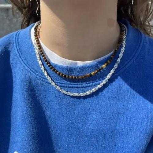 Halskæde, chunky singapur kæde, forsølvet messing, 47 cm/5 mm Beadhouse of Copenhagen