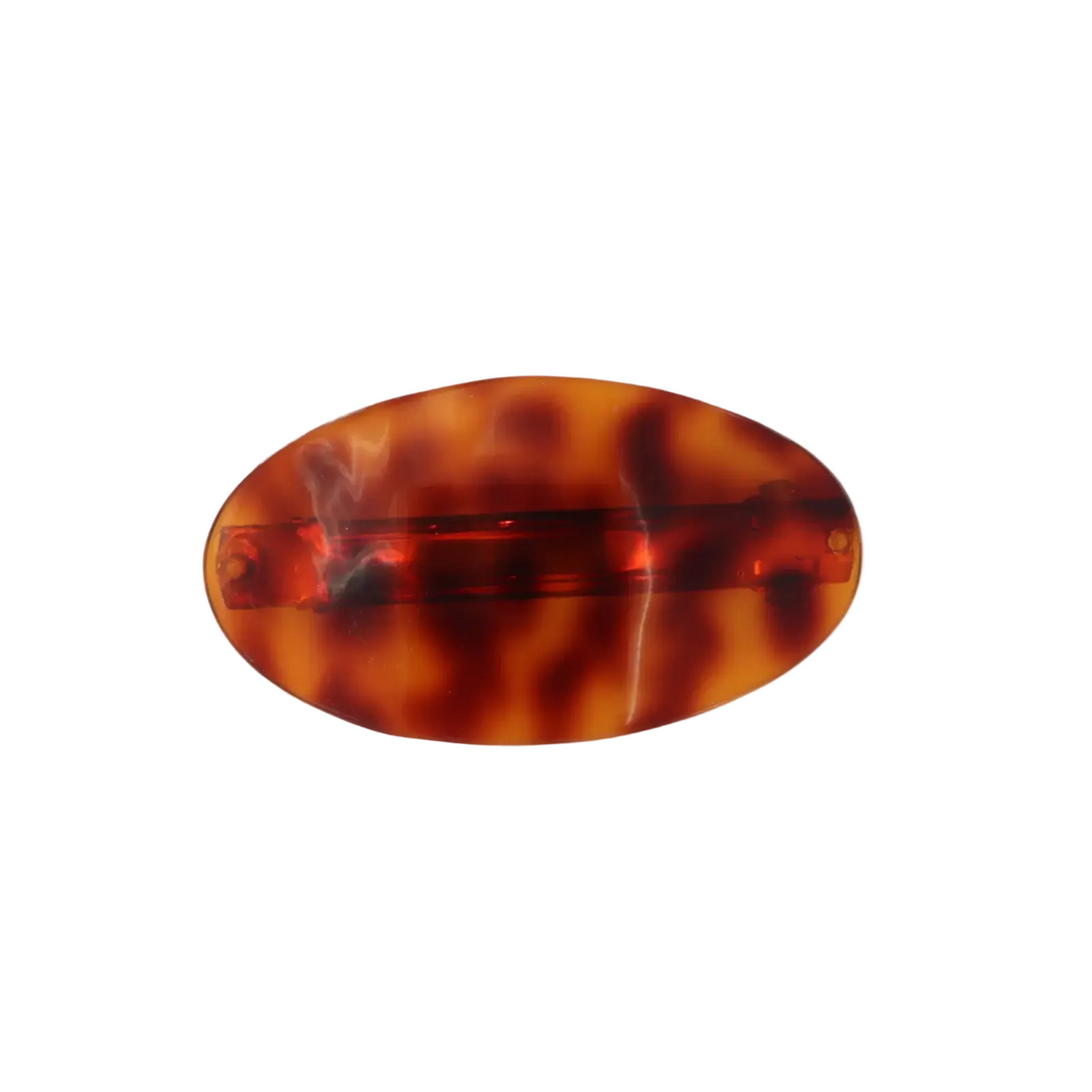 Hårspænde, brun, ovalt, skildpaddeskjold mønster