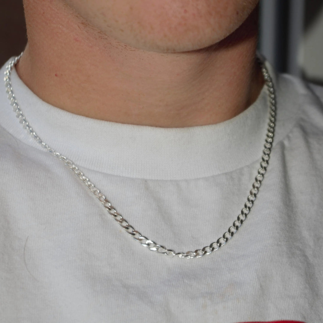 Halskæde, panser facet kæde, forgyldt og sterlingsølv, 1,8mm x 40-55cm Spain