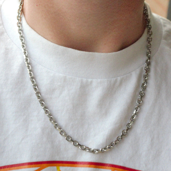 Halskæde, anker facet kæde, stål, 40-60 cm/5 mm BLT