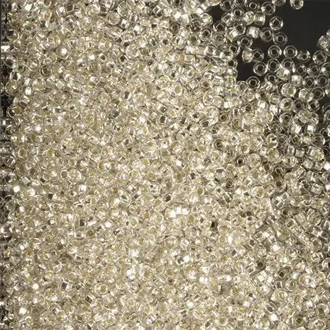 Klare glasperler, preciosa seed beads, silverlined crystal 