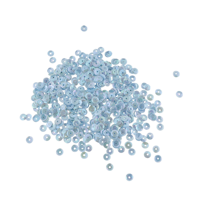 Pailletter, runde, 4-7mm, med regnbueskær, 10-40g, flere varianter