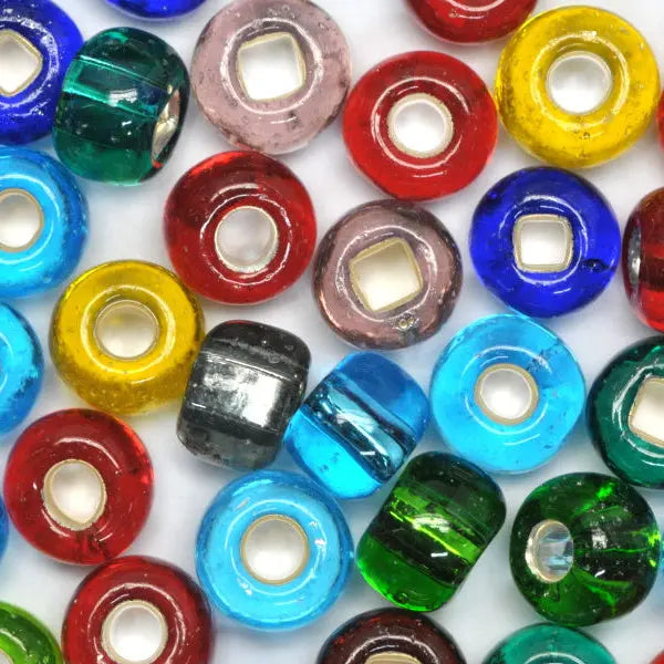 Mixed store glasperler, preciosa, transparente silver lined 