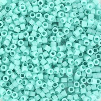 Blå glasperler, miyuki delica beads, opaque sea opal Krea