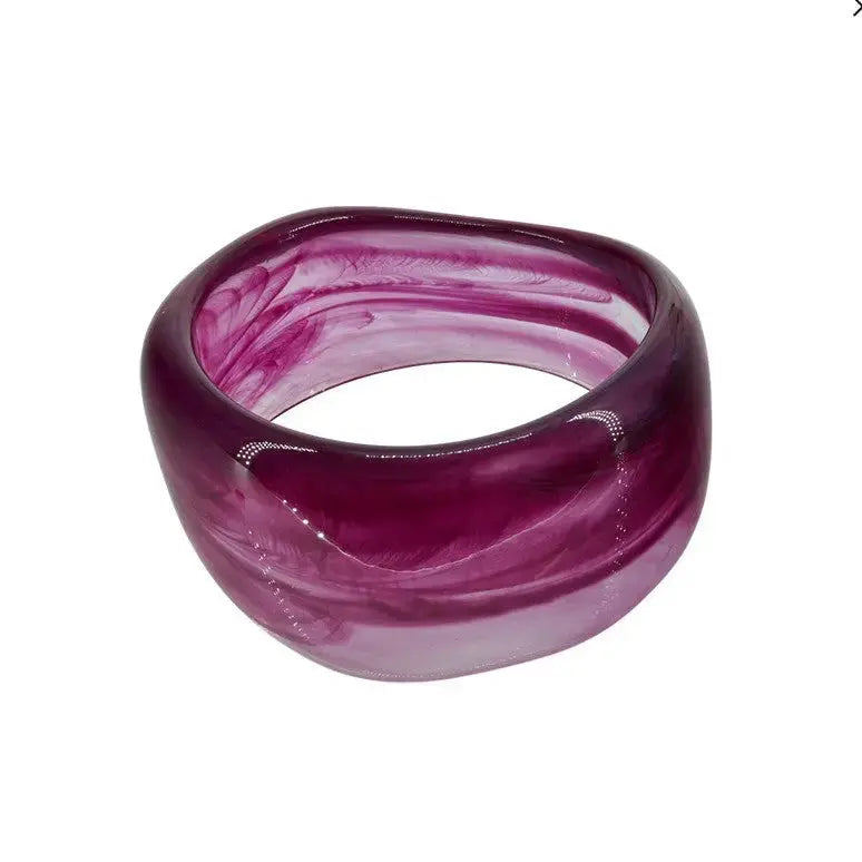 Armbånd, chunky armring, plast, 19cm, brun/lilla 