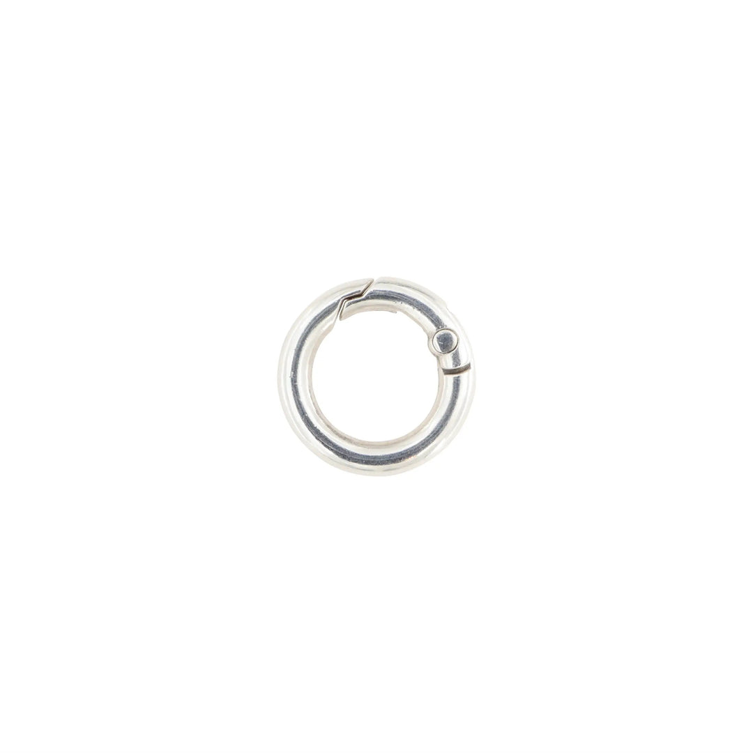 Karabin lås, rund i forsølvet zamak, vandfast 20x3,8 mm Greece