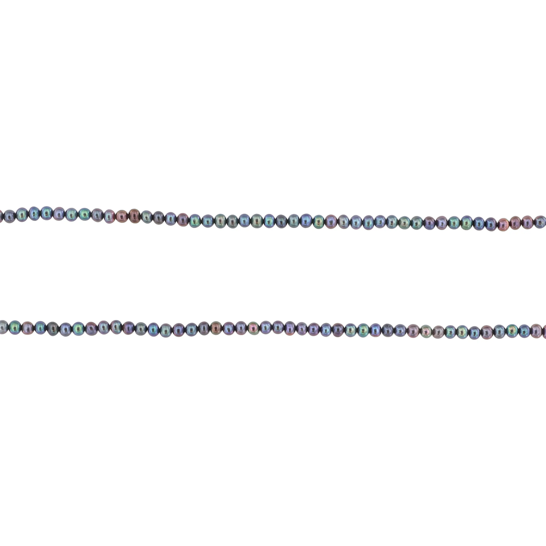 Ferskvandsperler, string, blå iris rund indfarvet, 45 cm/3,5 mm, storkøb BOC