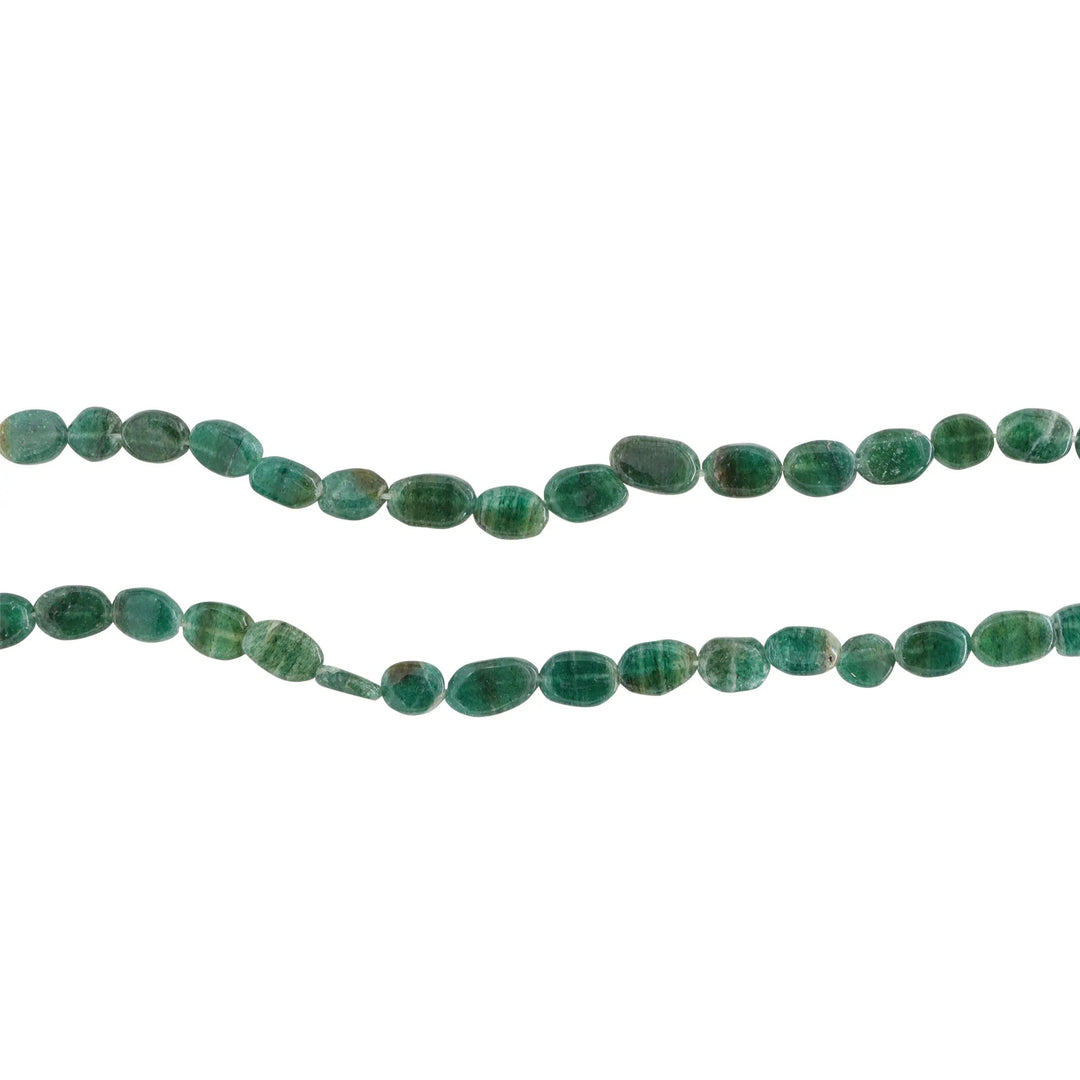 Smykkestensperler, string, grøn aventurin oval, 36 cm/7x10 mm BOC