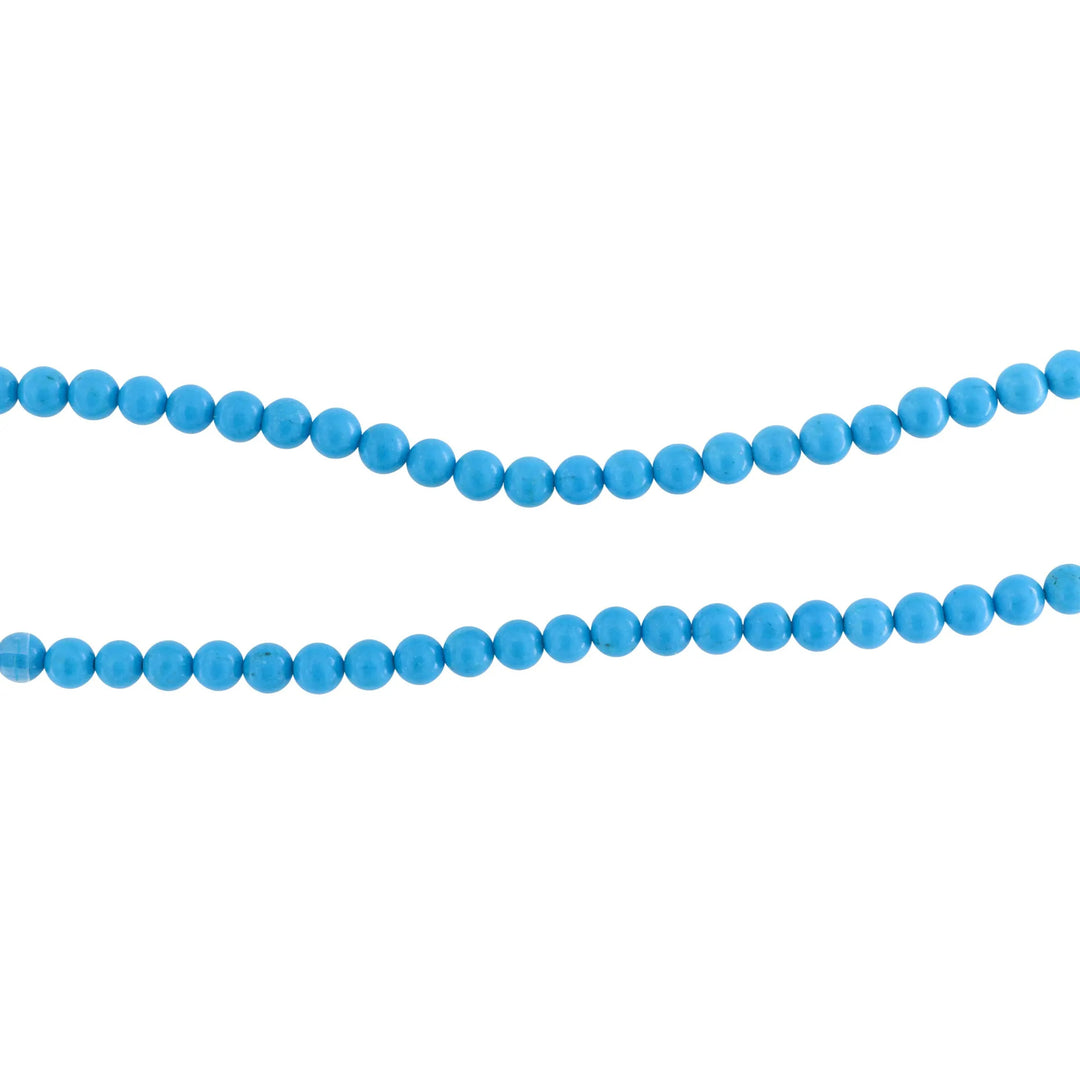 Smykkestensperler, string, turkis pasta rund, 39 cm/6 mm, storkøb BOC