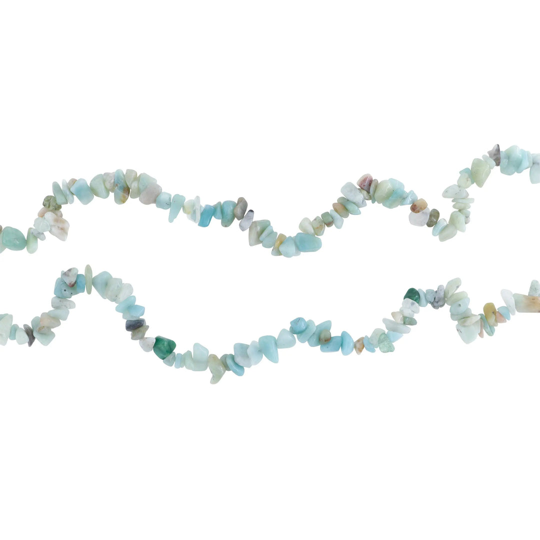 Smykkestensperler, string, amazonit chips, 80 cm, storkøb BOC