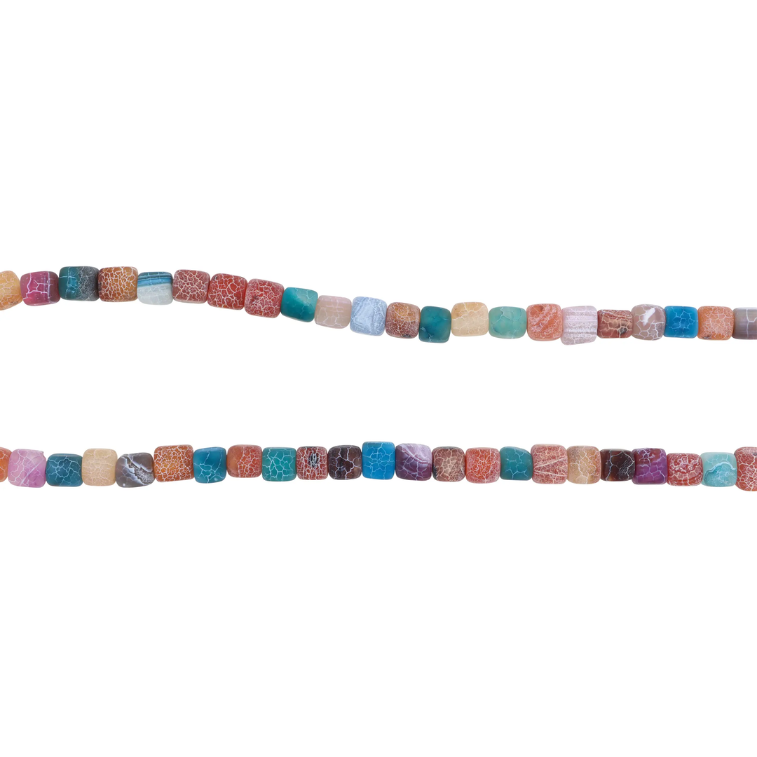 Smykkestensperler, string, agat kvadratisk frostet , 36 cm/7x7 mm BOC