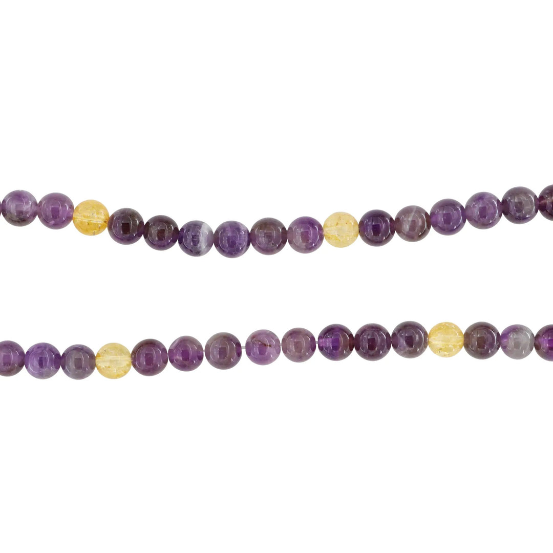 Smykkestensperler, string, ametyst/citrin rund, 38 cm/8 mm, storkøb BOC