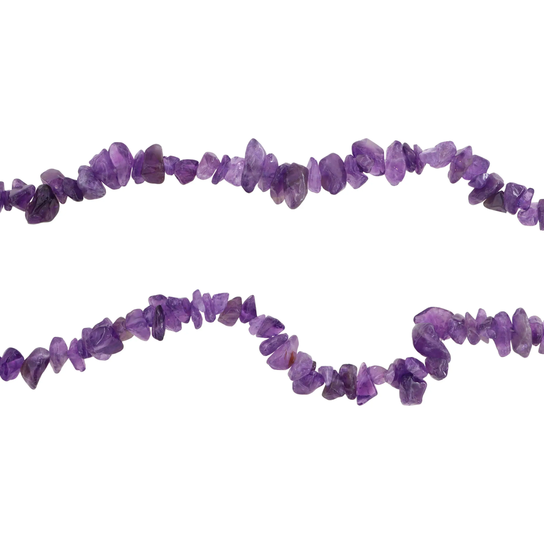 Smykkestensperler, string, ametyst ædelstenschips, 80 cm, storkøb BOC