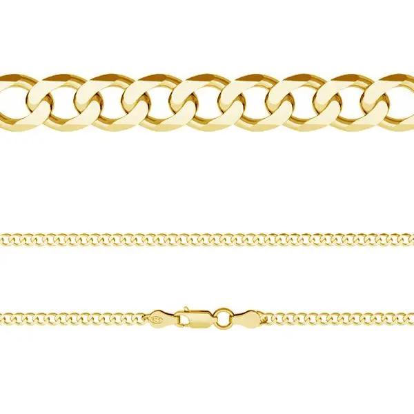 Halskæde, panser facet kæde flad, forgyldt sterlingsølv, 45 cm/4,5 mm bred Silveks