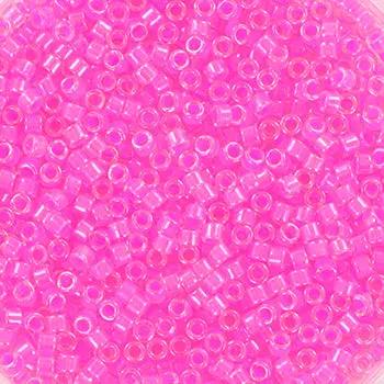 Pink glasperler, miyuki delica beads, luminous pink Krea