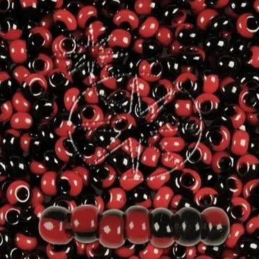 Multifarvede glasperler, preciosa, black and red harlequin Preciosa