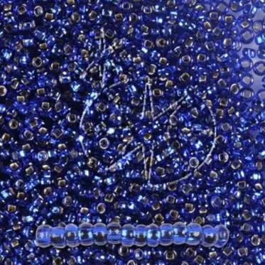 Blå glasperler, preciosa, silverlined sapphire Preciosa