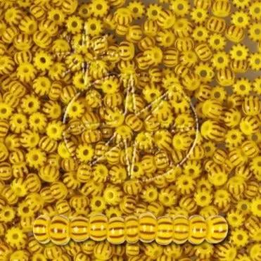 Stribede glasperler, preciosa, gul/sort tæt stribet Preciosa