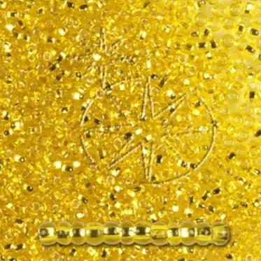 Gule glasperler, preciosa, silverlined transparent yellow amber, storkøb Preciosa