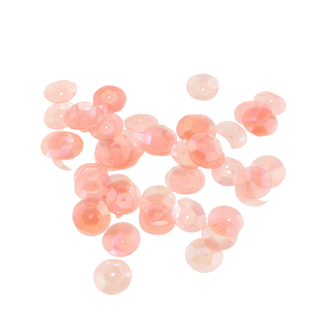 Pailletter, runde, 4-12mm, transparent, med regnbueskær, 10-40g