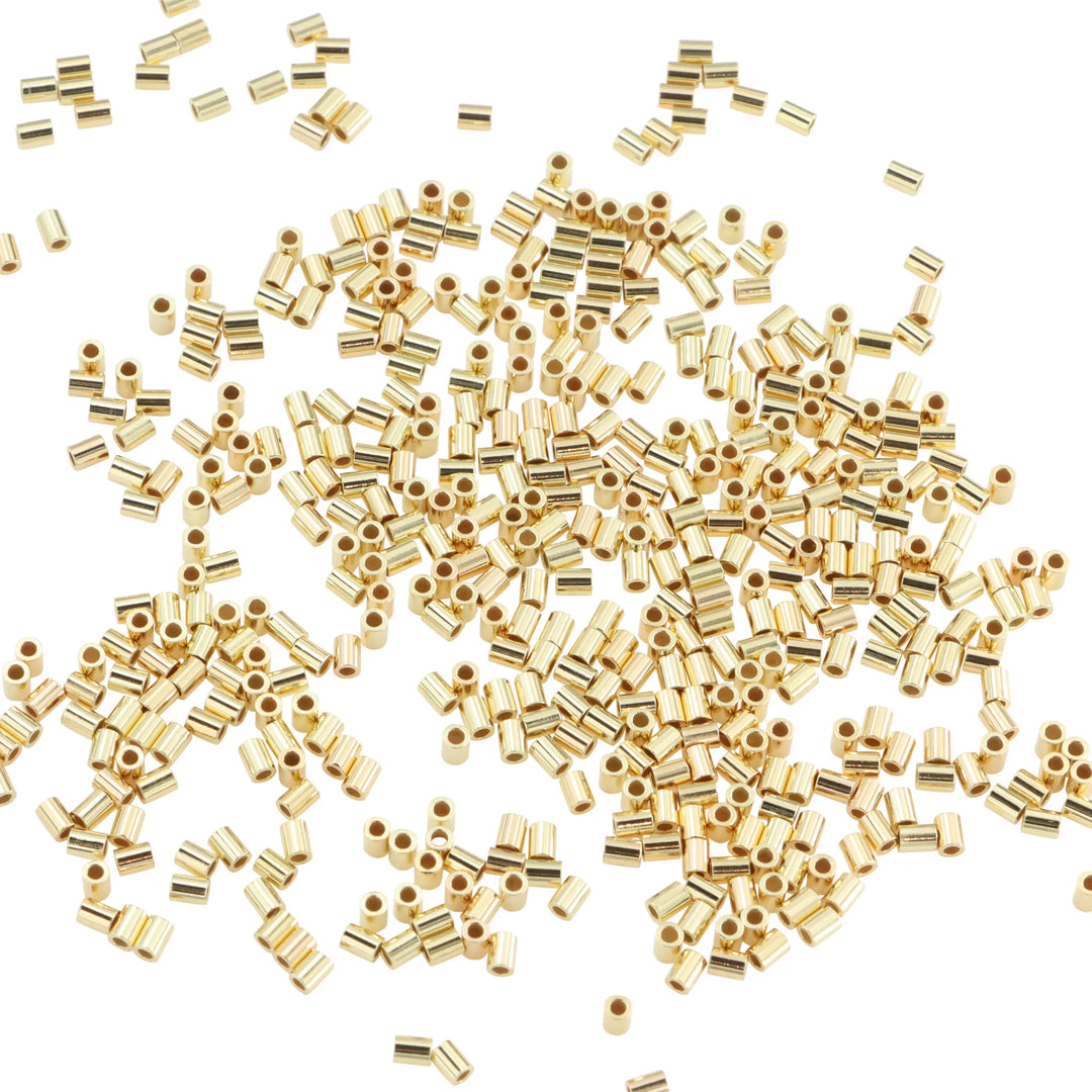 Wireklemme perler i forgyldt sterlingsølv, rør 2 x 1,5 mm storkøb 