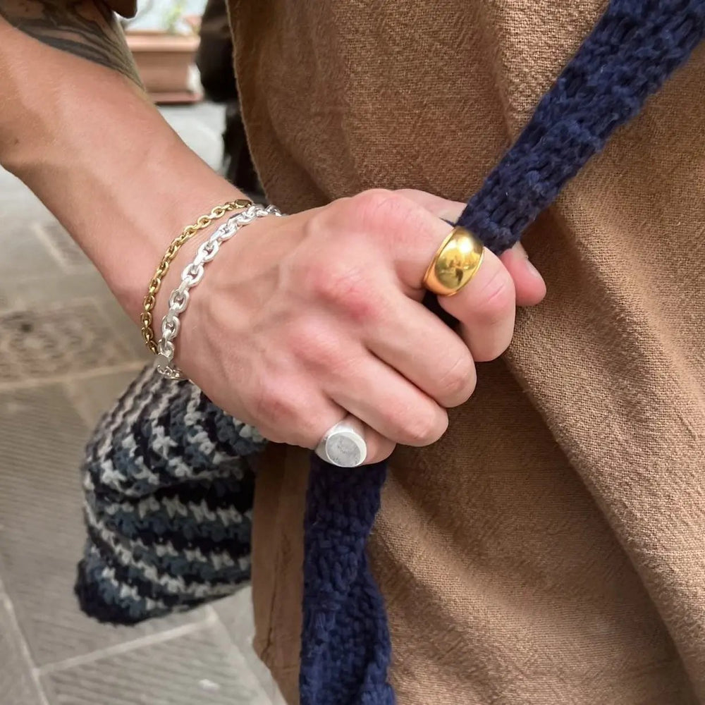 Fingerring, chunky ring, sterlingsølv og forgyldt sterlingsølv Italy