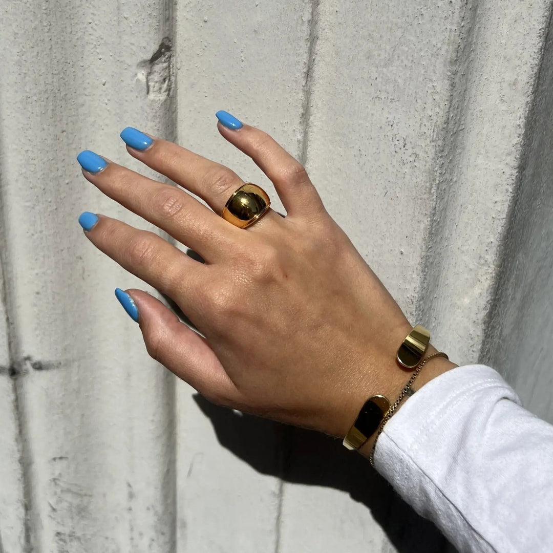 Fingerring, chunky ring, sterlingsølv og forgyldt sterlingsølv Italy