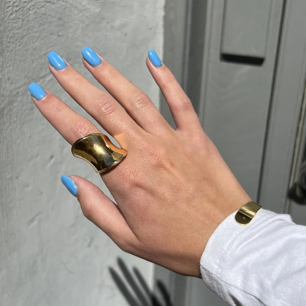 Fingerring, curved ring, sterlingsølv og forgyldt sterlingsølv Italy