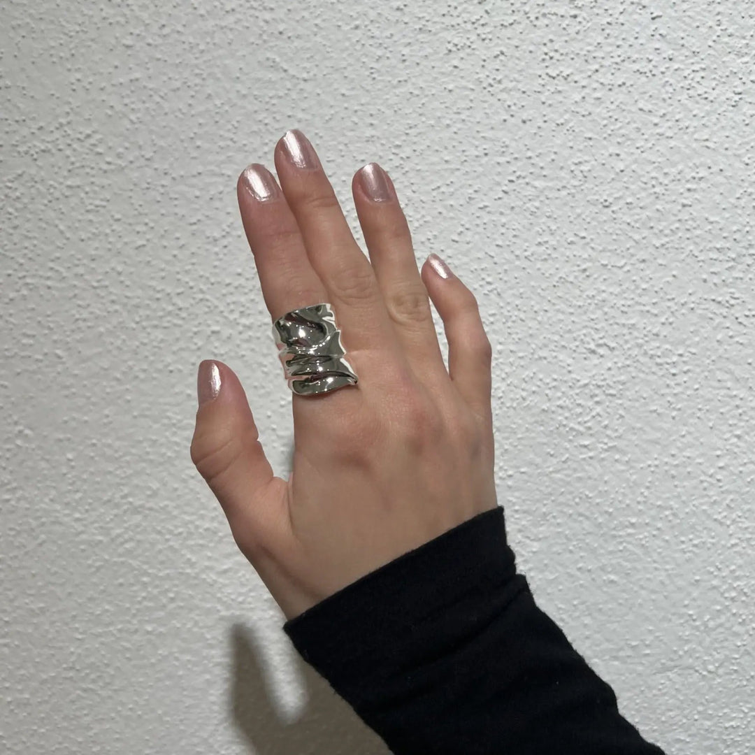 Fingerring, organisk ring, forgyldt og sterlingsølv Italy